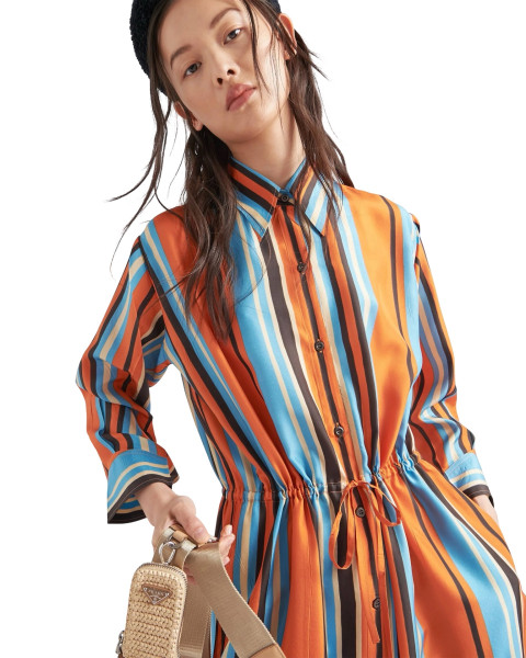 PRADA Multicolour Striped Belt Maxi Dress