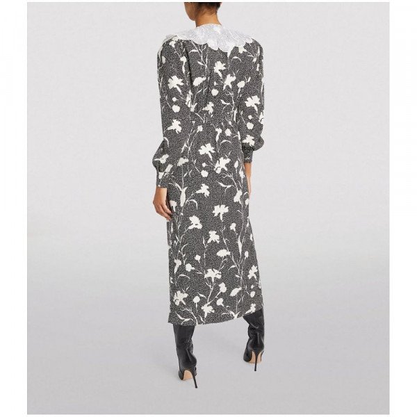 Alessandra Rich Silk Carnation Print Dress