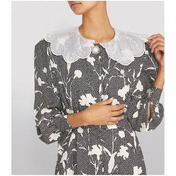 Alessandra Rich Silk Carnation Print Dress