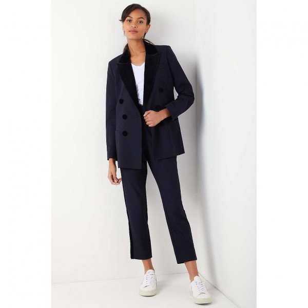 Wyse London Verity Velvet Trim Double Breasted Tux Jacket