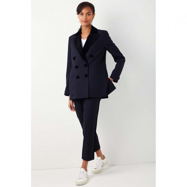 Wyse London Verity Velvet Trim Double Breasted Tux Jacket