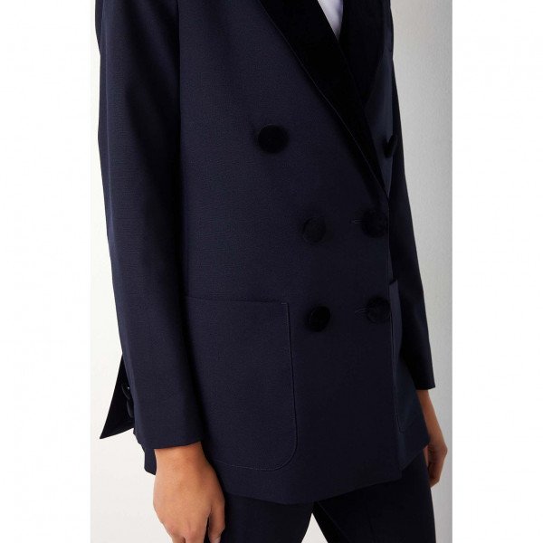 Wyse London Verity Velvet Trim Double Breasted Tux Jacket