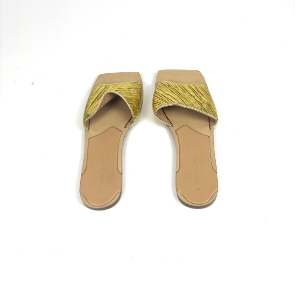 Bottega Veneta Bottega Veneta Gold Leather Slides