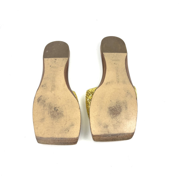 Bottega Veneta Bottega Veneta Gold Leather Slides