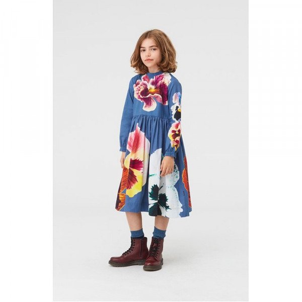 Molo Kids Cami Dress In Blue Pansy