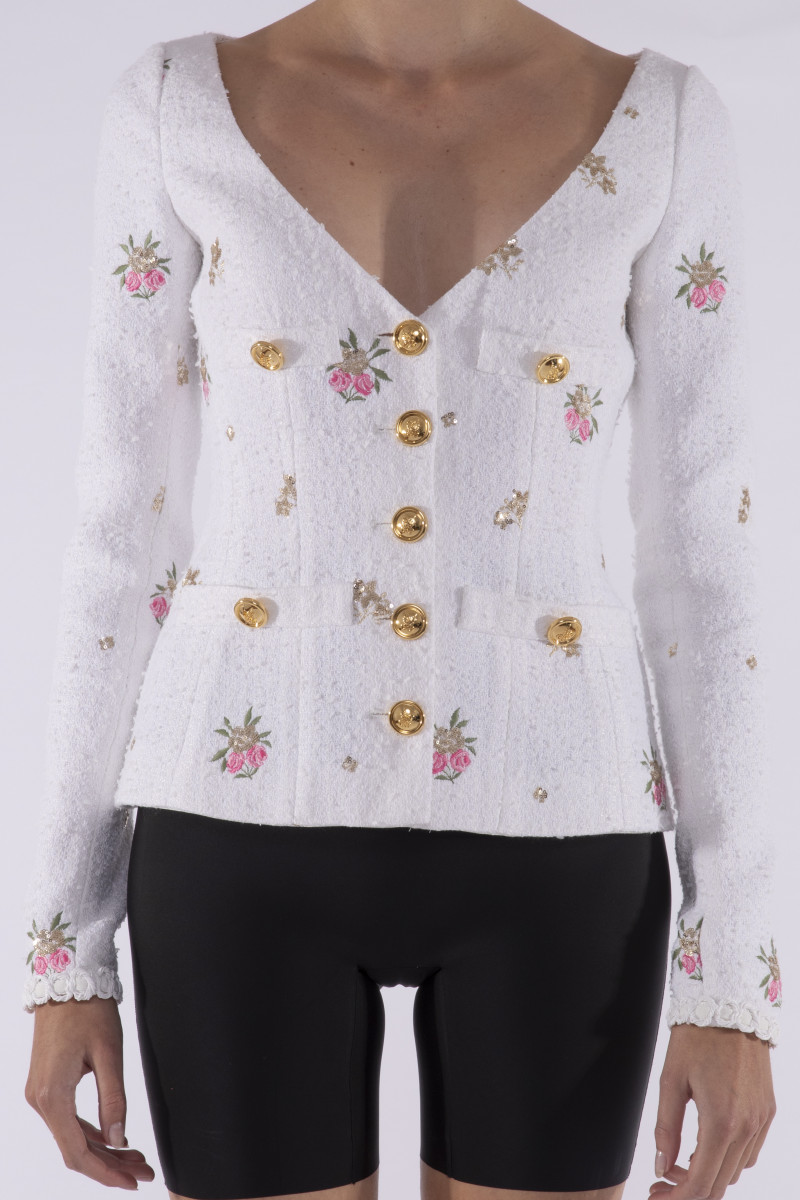 Giambattista Valli Sequined jacket with floral pattern