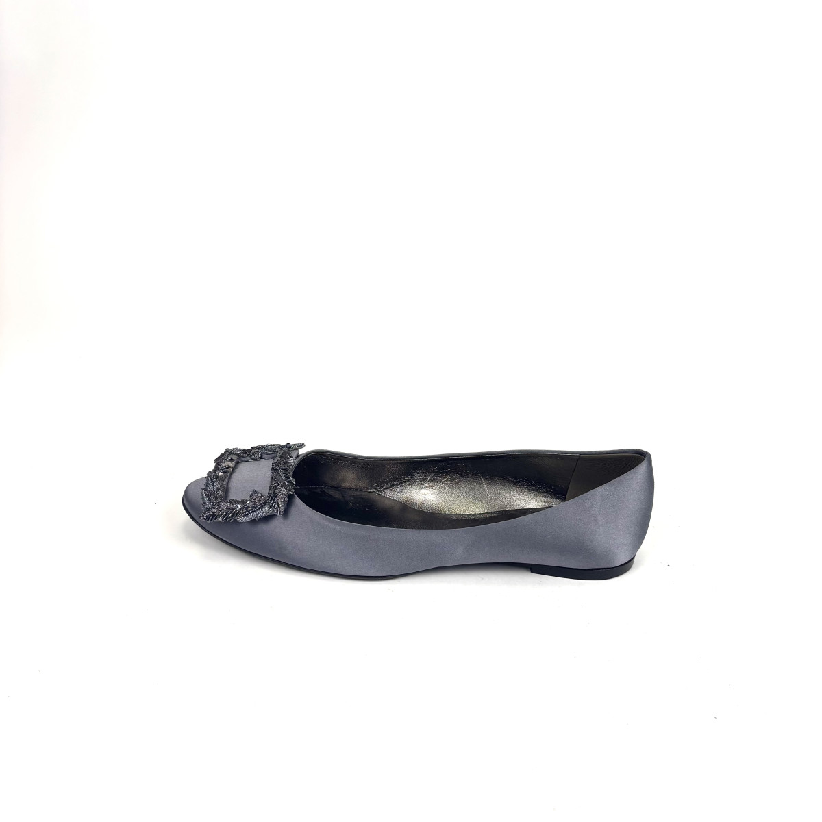 Roger Vivier Satin Embellished Buckle Flats