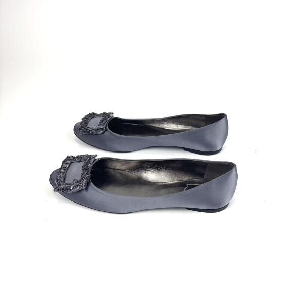 Roger Vivier Satin Embellished Buckle Flats