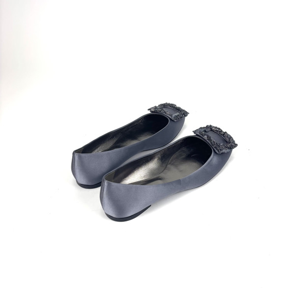 Roger Vivier Satin Embellished Buckle Flats