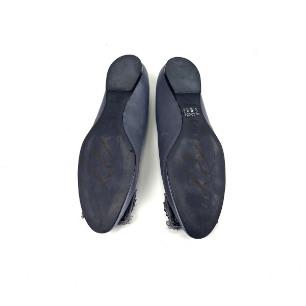 Roger Vivier Satin Embellished Buckle Flats