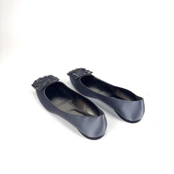 Roger Vivier Satin Embellished Buckle Flats
