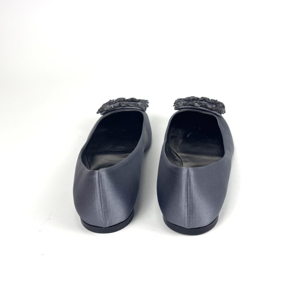 Roger Vivier Satin Embellished Buckle Flats