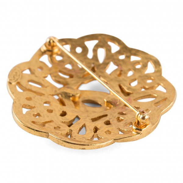 CHANEL Gold CC Brooch