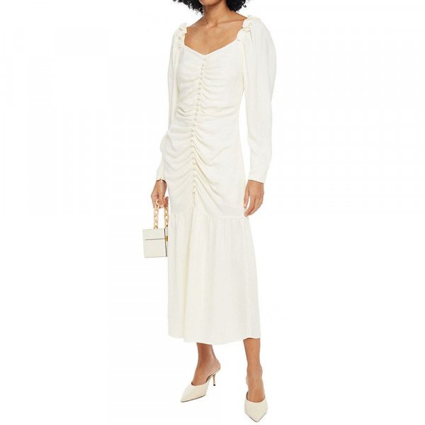 Mother of Pearl Pippa Ruched Crepe Midi Dress