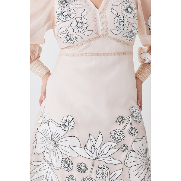 Karen Millen Plus Size Applique Organdie Woven Maxi Dress