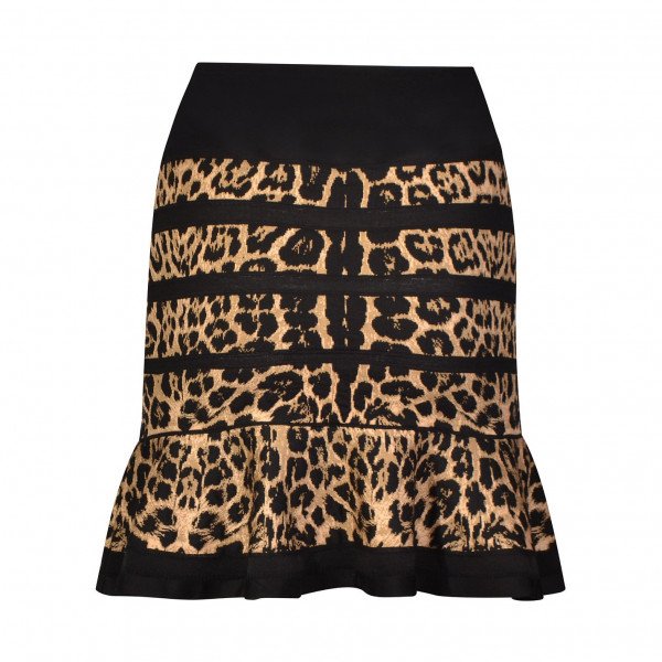 Roberto Cavalli Leopard-Intarsia Wool-Blend Mini Skirt