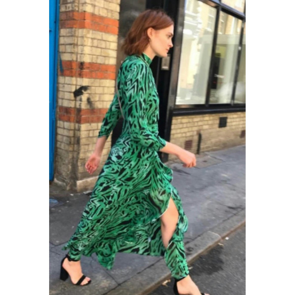 Rixo Rixo Lucy Green Tiger Stripe Dress
