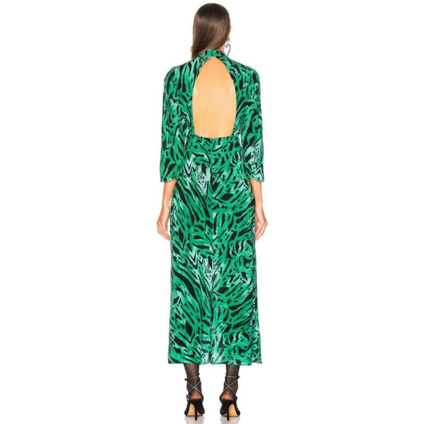 Rixo Rixo Lucy Green Tiger Stripe Dress
