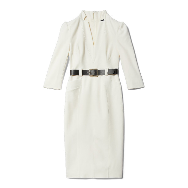 Karen Millen Structured Crepe Belted Forever Midi Dress