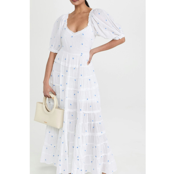 Rixo Rixo Cannes Floral-Embroidered Cotton Dress