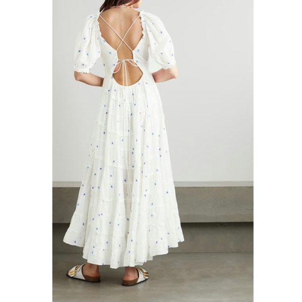 Rixo Rixo Cannes Floral-Embroidered Cotton Dress