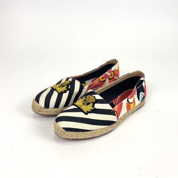 Christian Louboutin Embroidered Crest Canvas Loafers