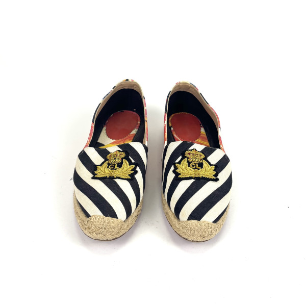 Christian Louboutin Embroidered Crest Canvas Loafers