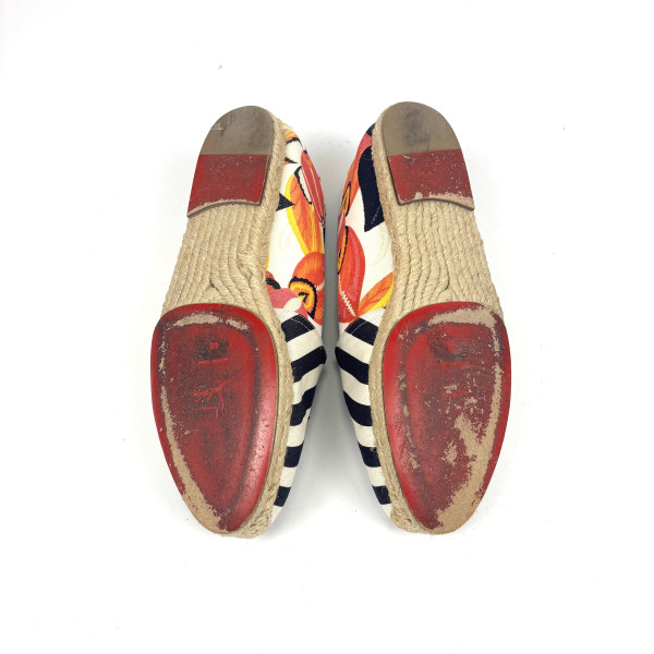 Christian Louboutin Embroidered Crest Canvas Loafers