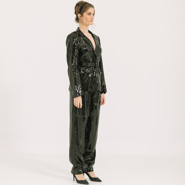 NALÈ Black Sequin Trouser Suit