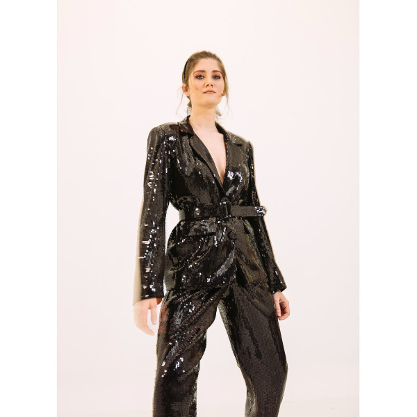 NALÈ Black Sequin Trouser Suit