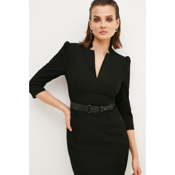 Karen Millen Forever Belted Midi Pencil Dress