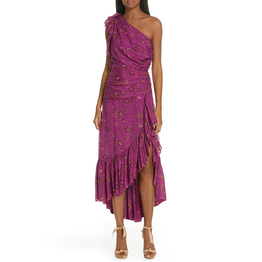Ulla Johnson Belline One-Shoulder Silk Midi Dress