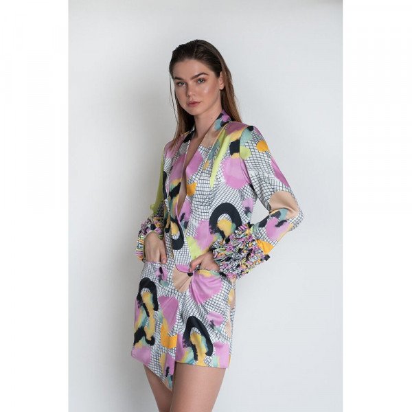 L'Mane Printed Overlap Jacket Dress