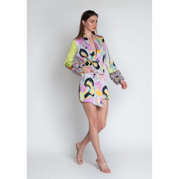 L'Mane Printed Overlap Jacket Dress