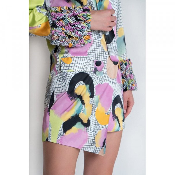 L'Mane Printed Overlap Jacket Dress