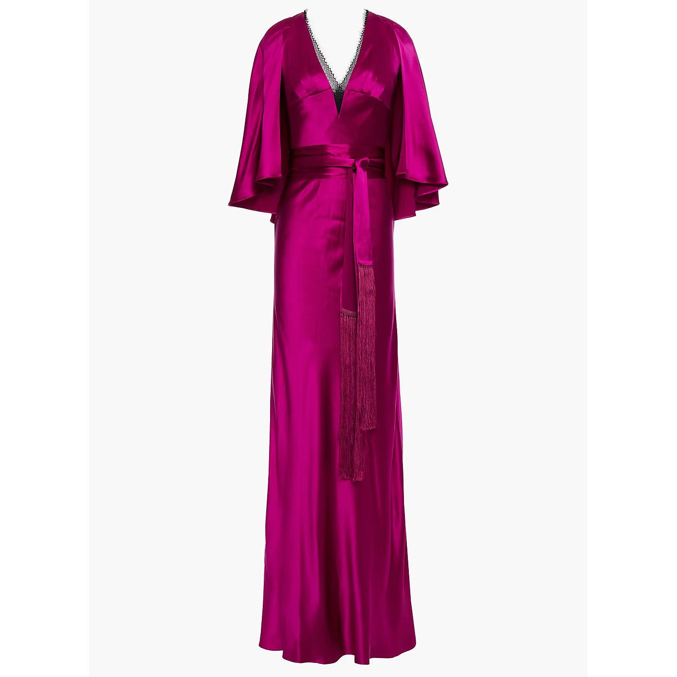 Amanda Wakeley Belted Silk-Satin Crepe Gown