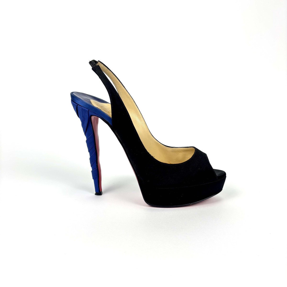 Christian Louboutin Christian Louboutin Two Tone Satin Plisseta Platform Slingback Sandals