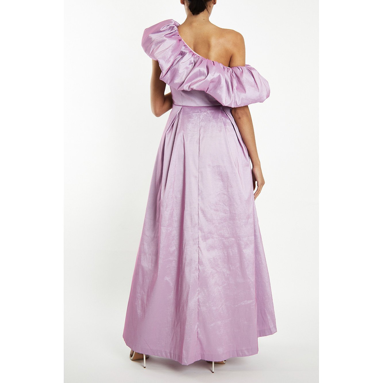 True Decadence Orchid Taffeta One-Shoulder Maxi Dress