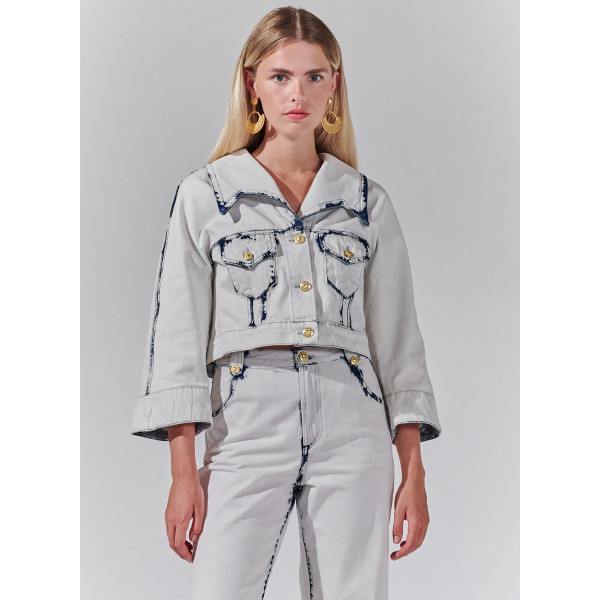 Hayley Menzies Bleached Indigo Denim Jacket