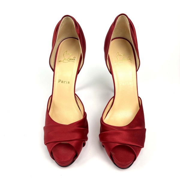 Christian Louboutin Christian Louboutin Red Satin Peeptoe Heel