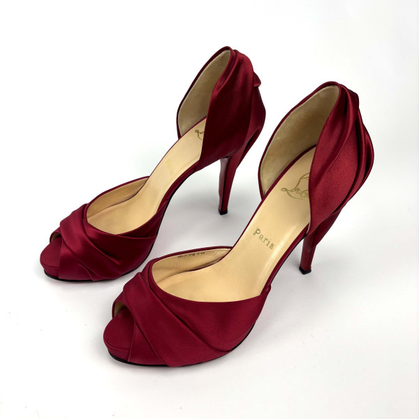 Christian Louboutin Christian Louboutin Red Satin Peeptoe Heel