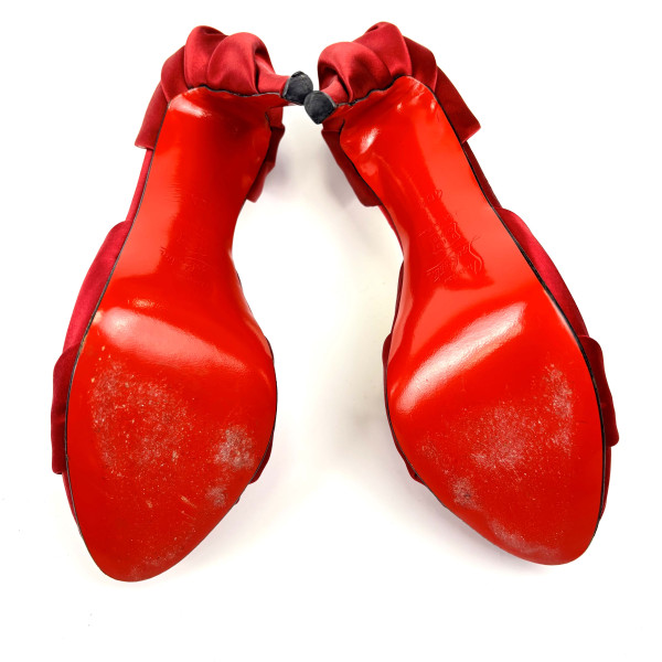 Christian Louboutin Christian Louboutin Red Satin Peeptoe Heel
