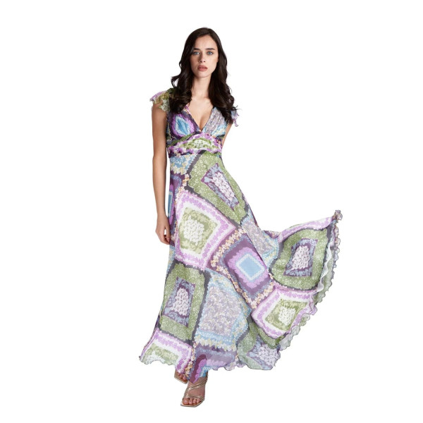 Sofia Tsereteli Dress In Floral Pattern Silk Crepon