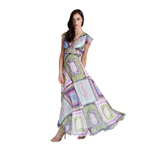 Sofia Tsereteli Dress In Floral Pattern Silk Crepon