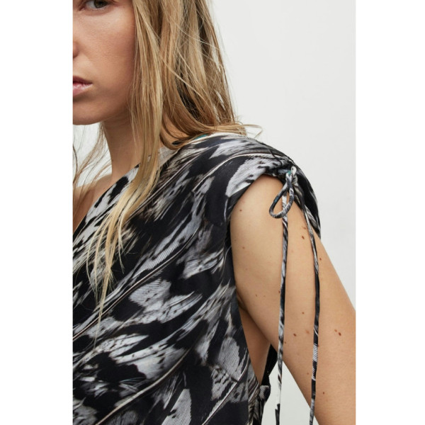 AllSaints Laura Ines Print One Shoulder Silk Dress