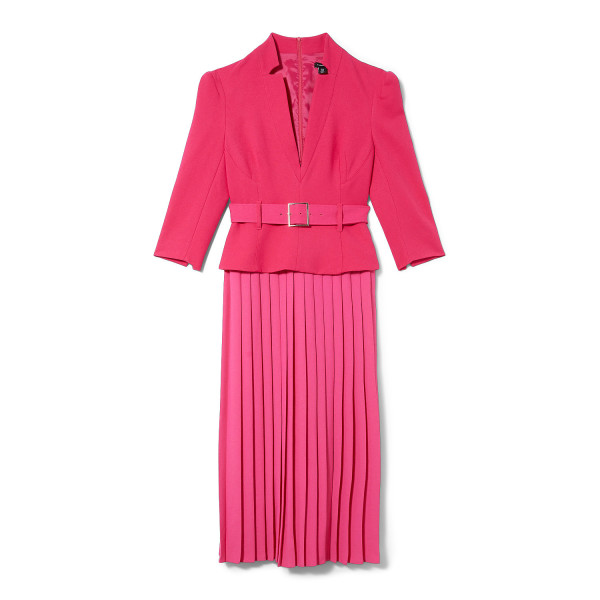 Karen Millen Structured Crepe Forever Soft Pleated Midi Dress