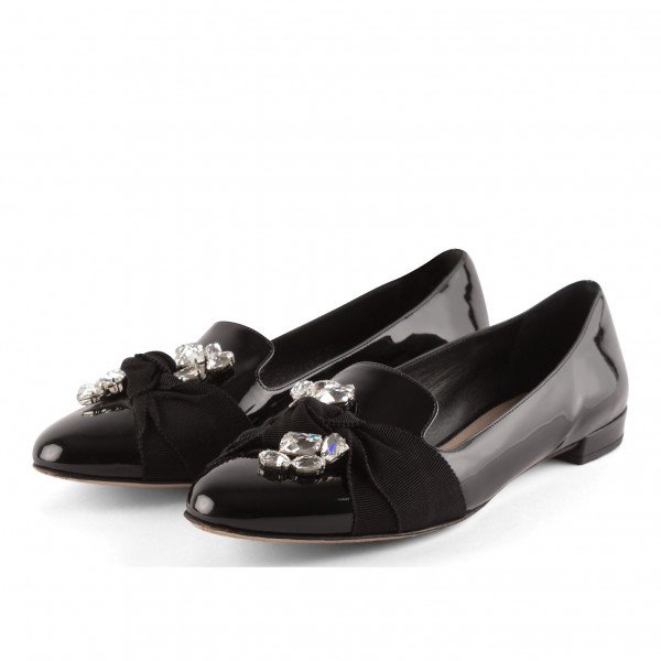 Miu Miu Patent Loafers With Crystal Embellishments