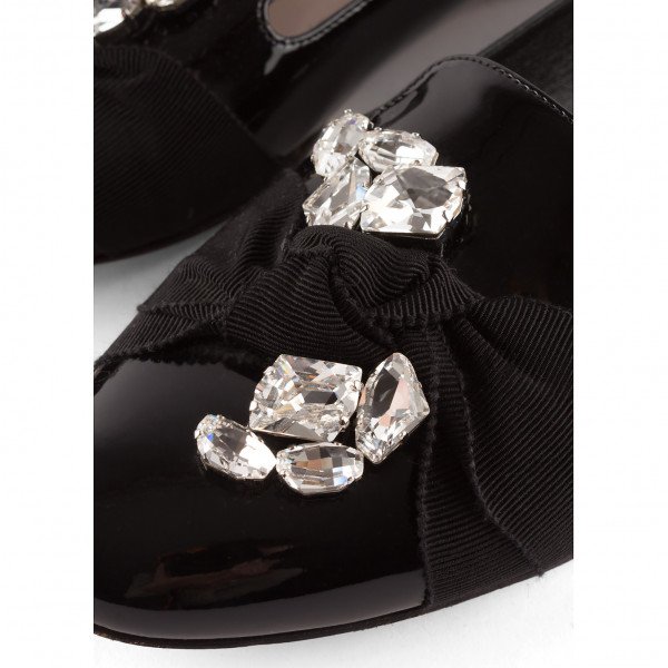 Miu Miu Patent Loafers With Crystal Embellishments