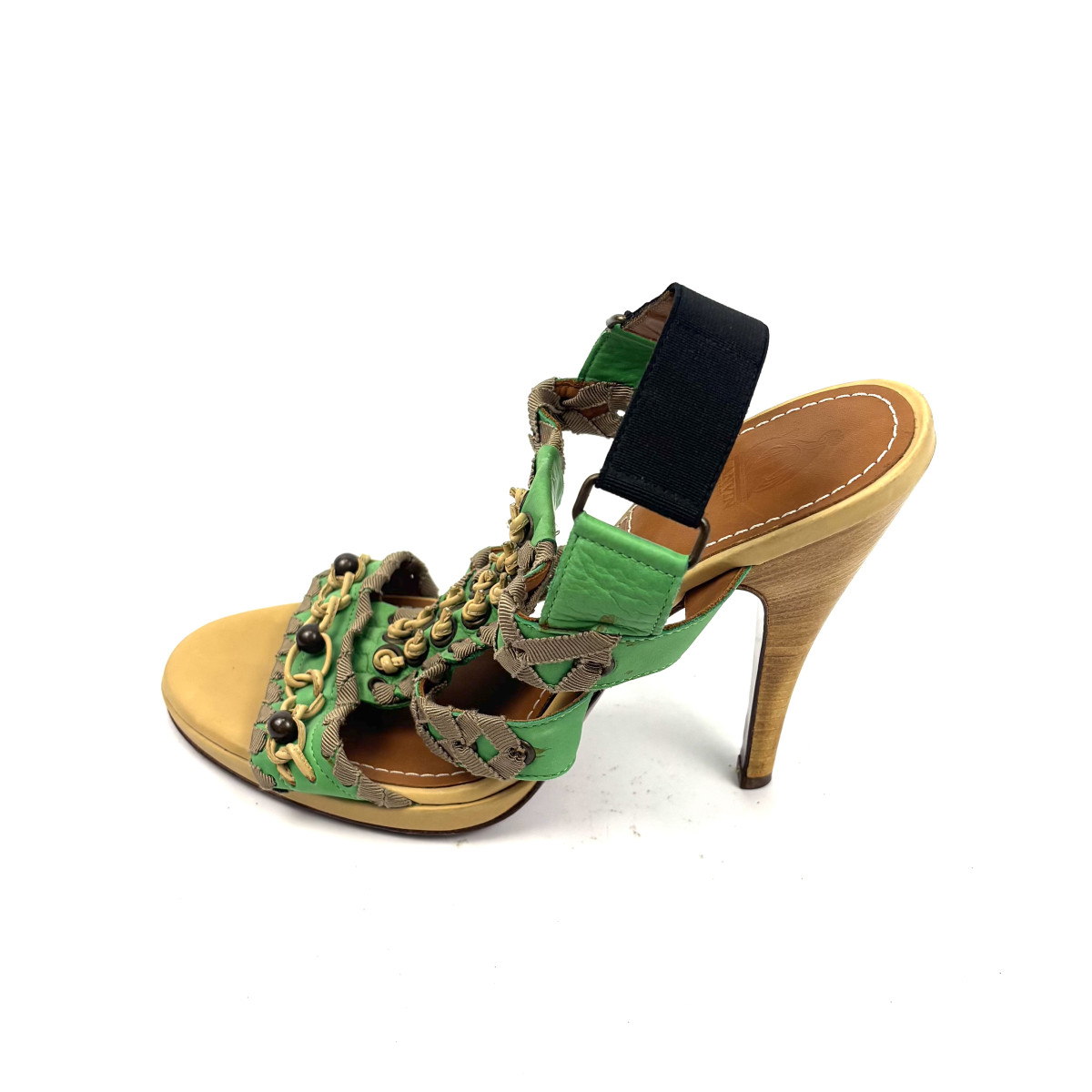 Lanvin Braided  Wooden Heel Sandals