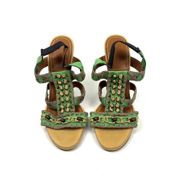 Lanvin Braided  Wooden Heel Sandals